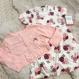 Hudson Baby Infant and Toddler Girl Cotton Dress and Cardigan 2pc Set
